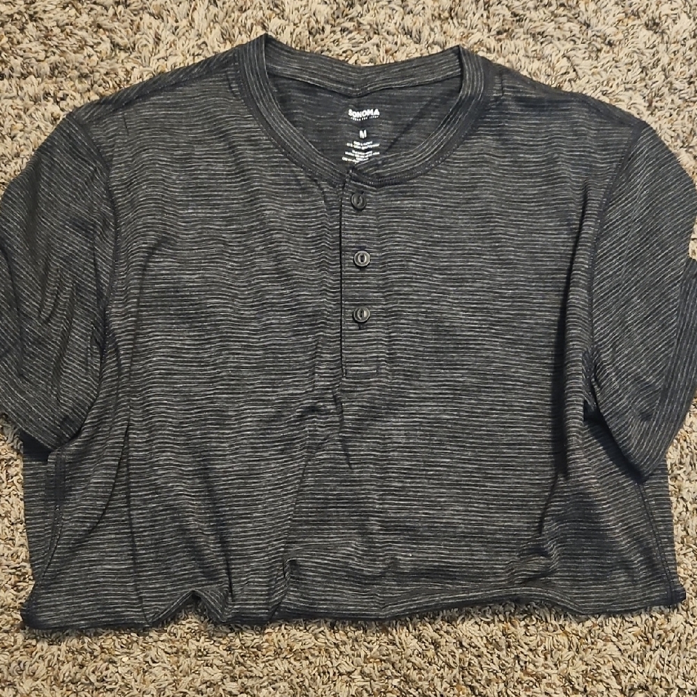 Sonoma Black Striped Polo Shirt-brand new